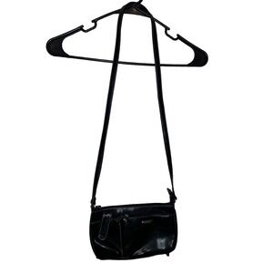 Minicci Y2K Black Faux Leather Top Handle Shoulder Bag Silver Hardware Mini‎